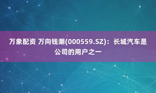万象配资 万向钱潮(000559.SZ)：长城汽车是公司的用户之一