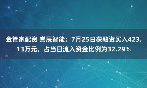金管家配资 誉辰智能：7月25日获融资买入423.13万元，占当日流入资金比例为32.29%